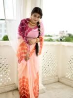 Pure Diamond Chiffon Saree With Handwork - With Blouse