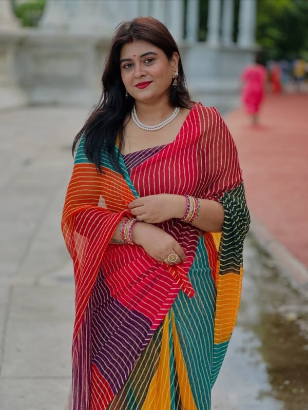 Georgette Leheriya Saree (with Blouse)