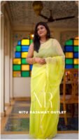 Lime Green Diamond Chiffon Aari Sequins Mirror Handwork Saree