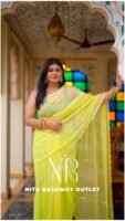 Lime Green Diamond Chiffon Aari Sequins Mirror Handwork Saree