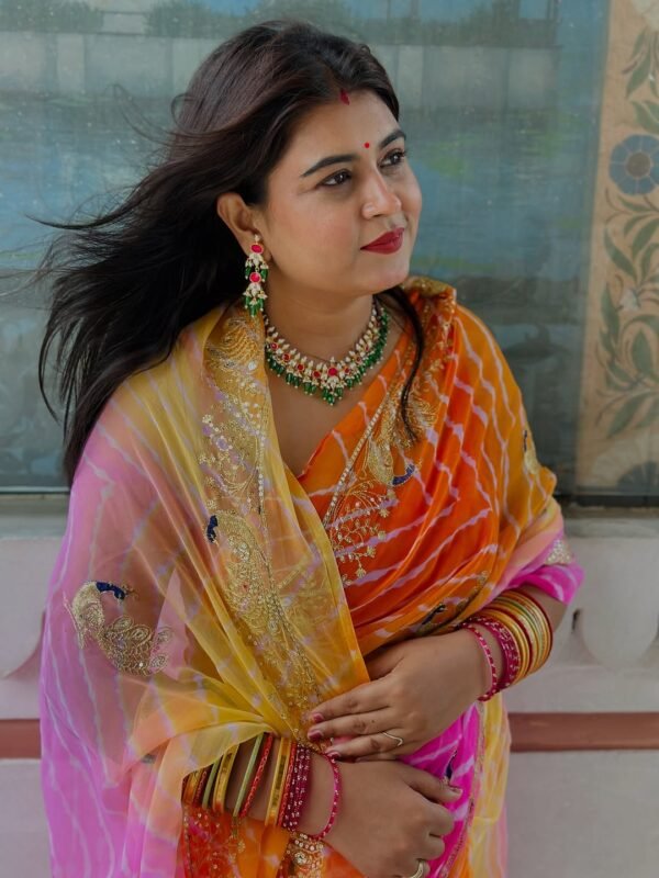 Royal Georgette Lehriya Saree 3 Colors Available | Without Blouse