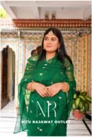 Green Diamond Chiffon Gotta Patti Handwork Saree