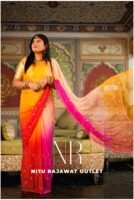 Multi Diamond Chiffon Kardhana Jaal Handwork Saree with Blouse