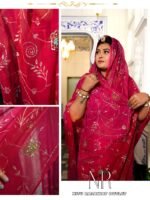 Light Dark Pink Shaded Pure Diamond Chiffon Aari Taari Work Saree with Blouse